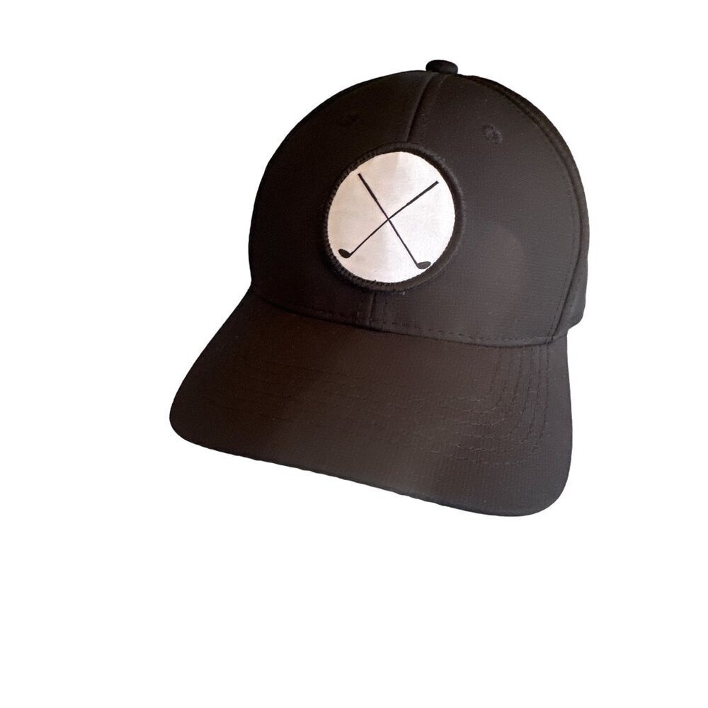 Black Embroidered Golf Club Patch Hat Cap Adjustable